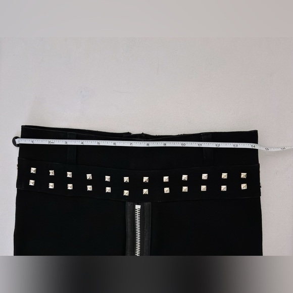 Vintage 90s Y2K Tripp NYC Twill Pyramid Studded zip Black Skirt 5 - Picture 6 of 11
